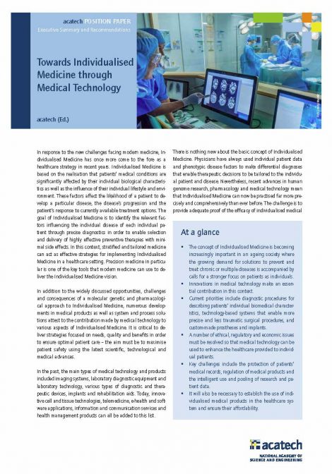 Cover of the publication "Towards Individualised Medicine through Medical Technology"