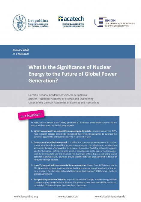 Cover of the publication "What is the Significance of Nuclear Energy to the Future of Global Power Generation?"