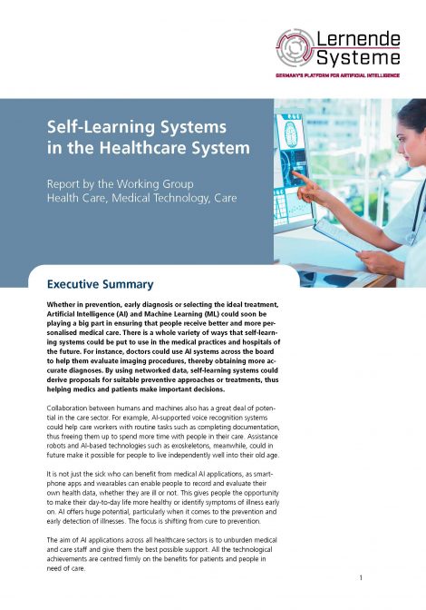 Cover of the publication "Self-Learning Systems in the Healthcare System"