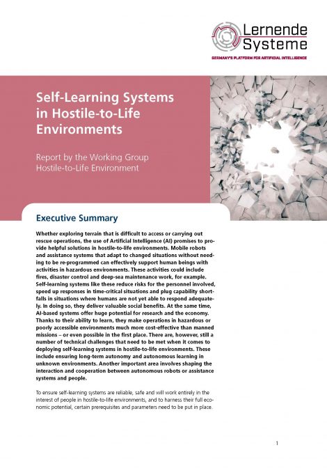 Cover of the publication "Self-Learning Systems in Hostile-to-Life Environments"
