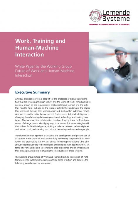Cover of the publication "Work, Training and Human-Machine Interaction"
