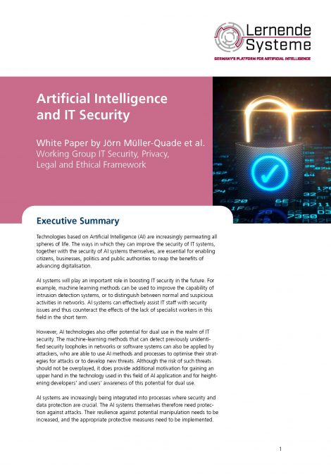 Cover of the publication "Artificial Intelligence and IT Security"