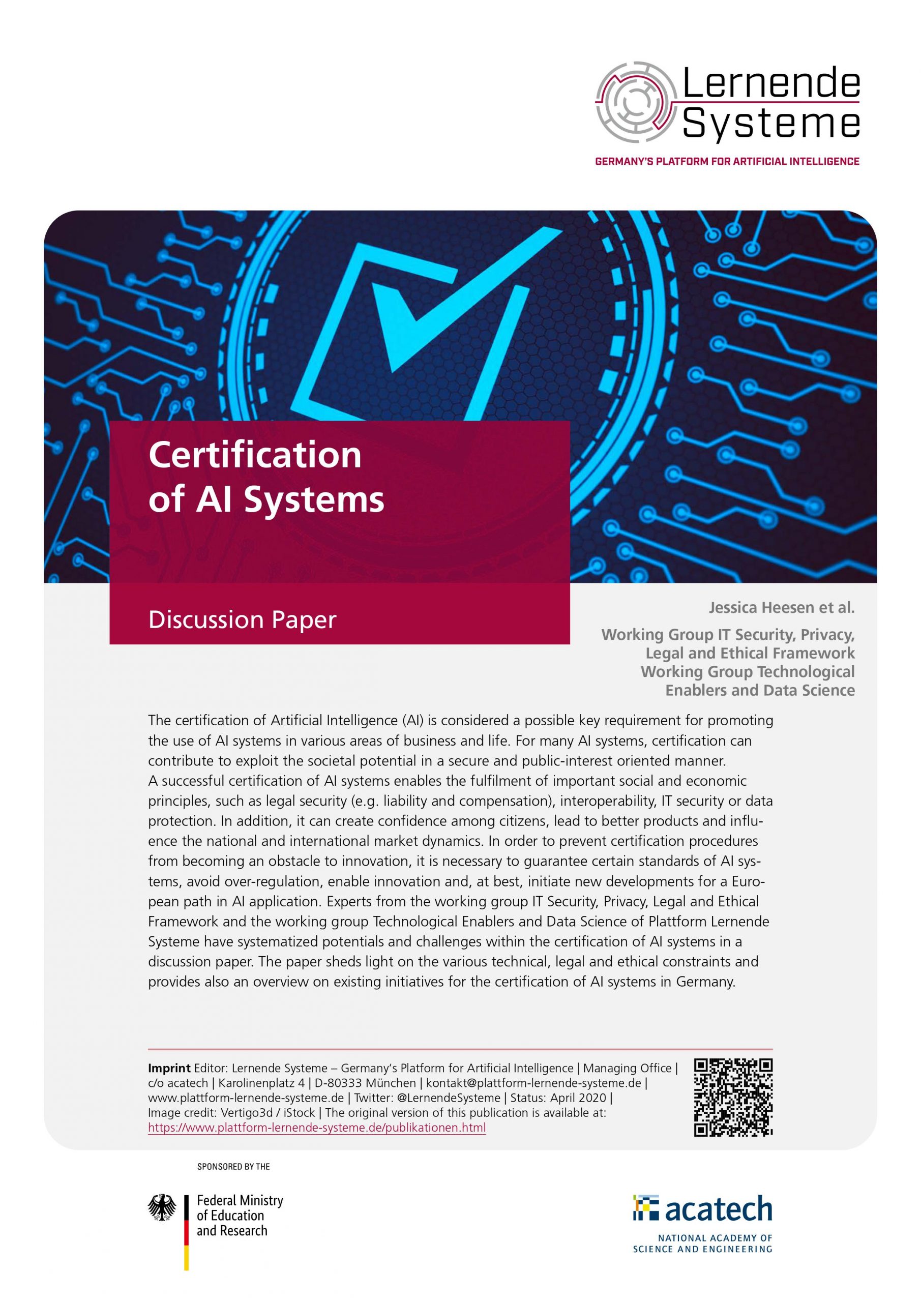 Certification of AI Systems (Discussion Paper) acatech National