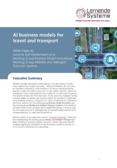 Cover of the publication "AI business models for travel and transport"