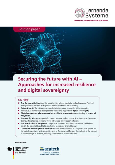 Cover of the publication "Securing the future with AI"