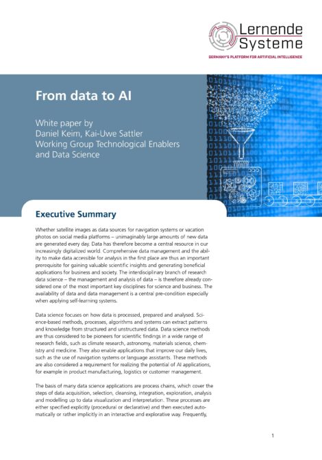 Cover of the publication "From data to AI"