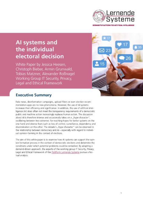 Cover of the publication "AI systems and the individual electoral decision"