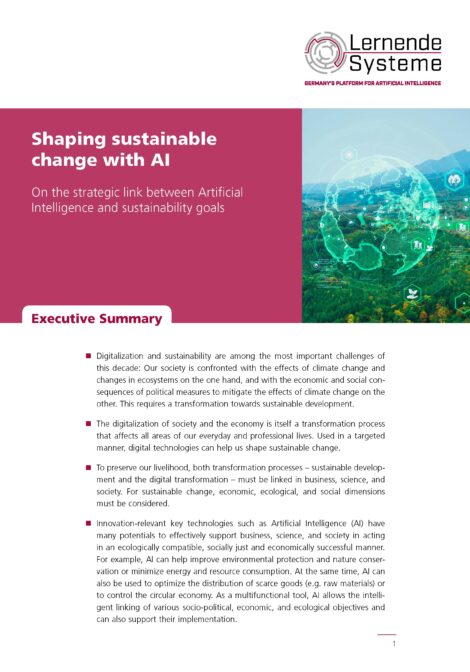 Cover of publication "Shaping sustainable change with AI"