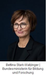 A portrait photo of Federal Minister of Education and Research Bettina Stark-Watzinger