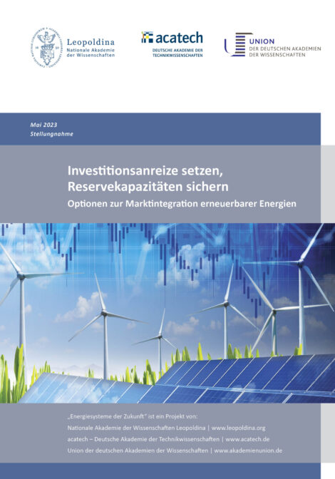 Cover of the publication on electricity market design for the integration of renewables