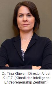 A portrait photo of Dr Tina Klüwer | Director AI at K.I.E.Z. (Artificial Intelligence Entrepreneurship Centre)