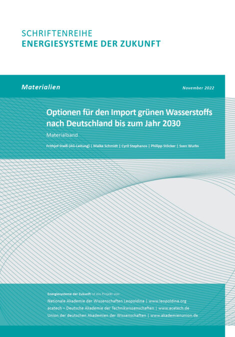 Cover of the publication “Options for importing green hydrogen into Germany between now and 2030”