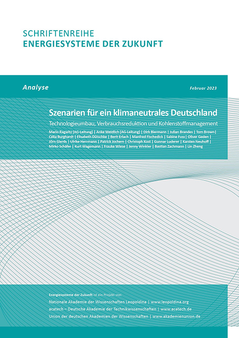 The image shows the cover of the analysis “How can Germany achieve net-zero emissions?: scenarios”.