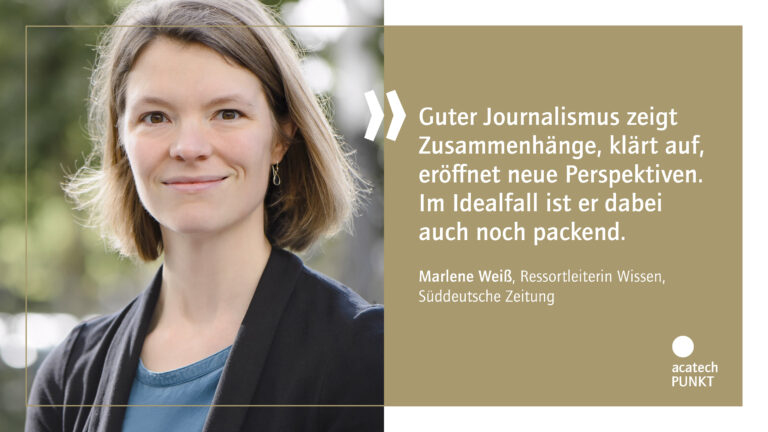 Quotation from and portrait of Marlene Weiß, Süddeutsche Zeitung